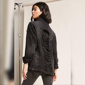 Ladder Distressed Denim Jacket